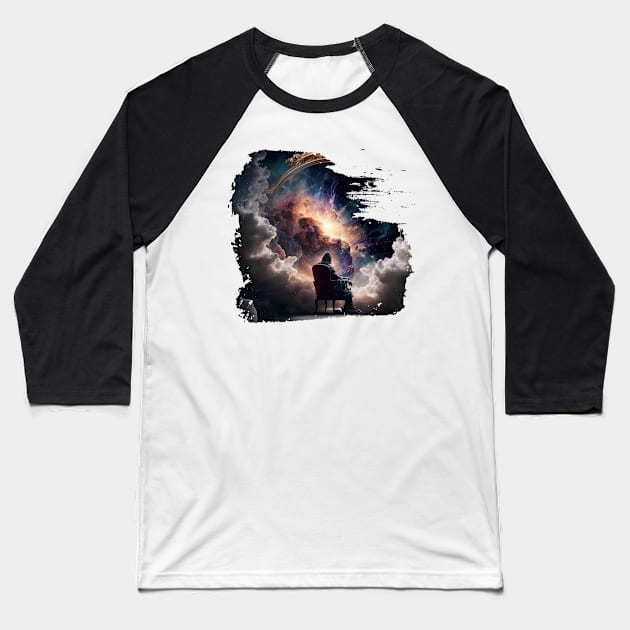 Man watching universe Baseball T-Shirt by Kileykite 